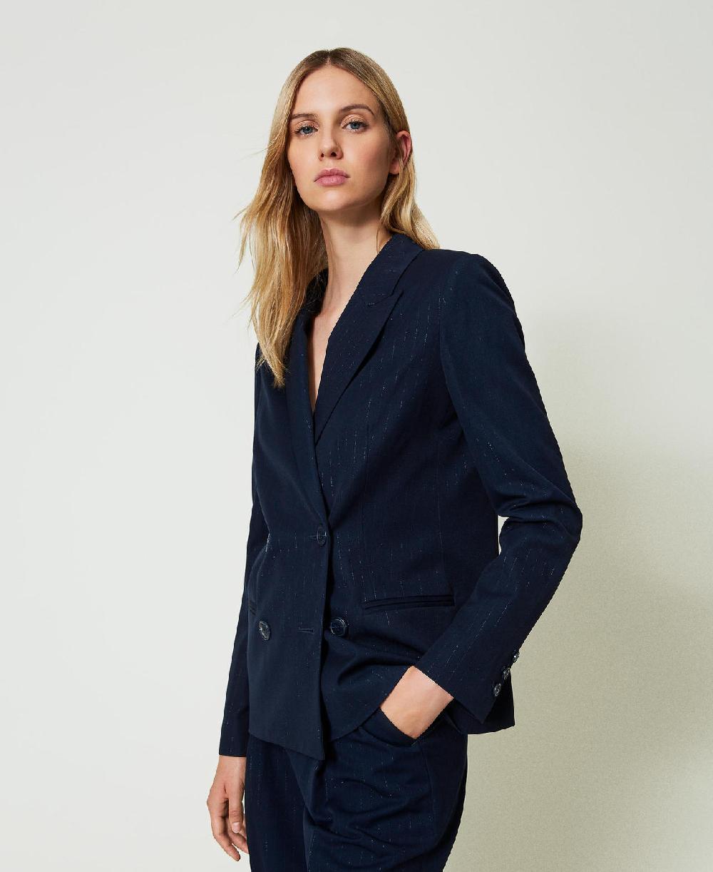 Scee by twin set Giacca blazer gessata lurex 2025