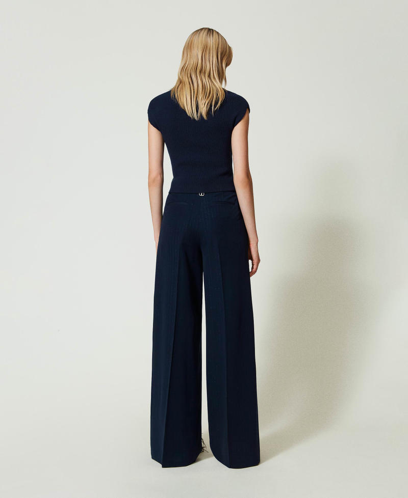 Scee by twin set Pantaloni wide leg gessati lurex Italia