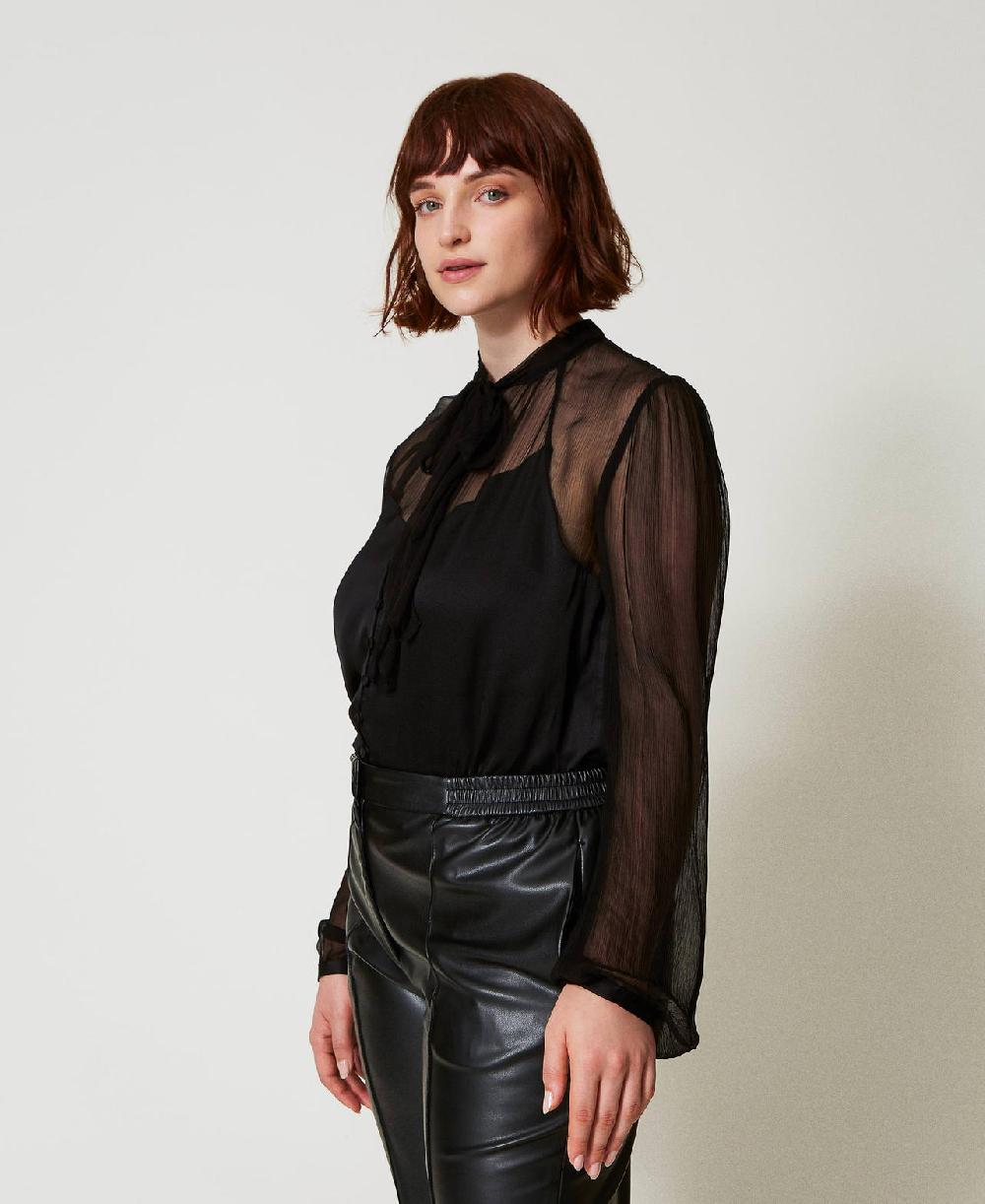 Scee by twin set Camicia in raso e chiffon In Linea