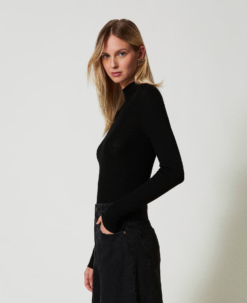 Scee by twin set Maglia lupetto seamless in lana Spedizione Gratuita