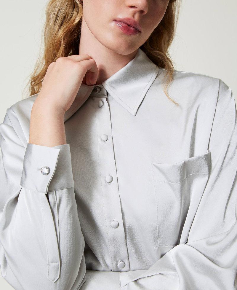 Scee by twin set Camicia in raso con bottone gioiello Pezzi Unici