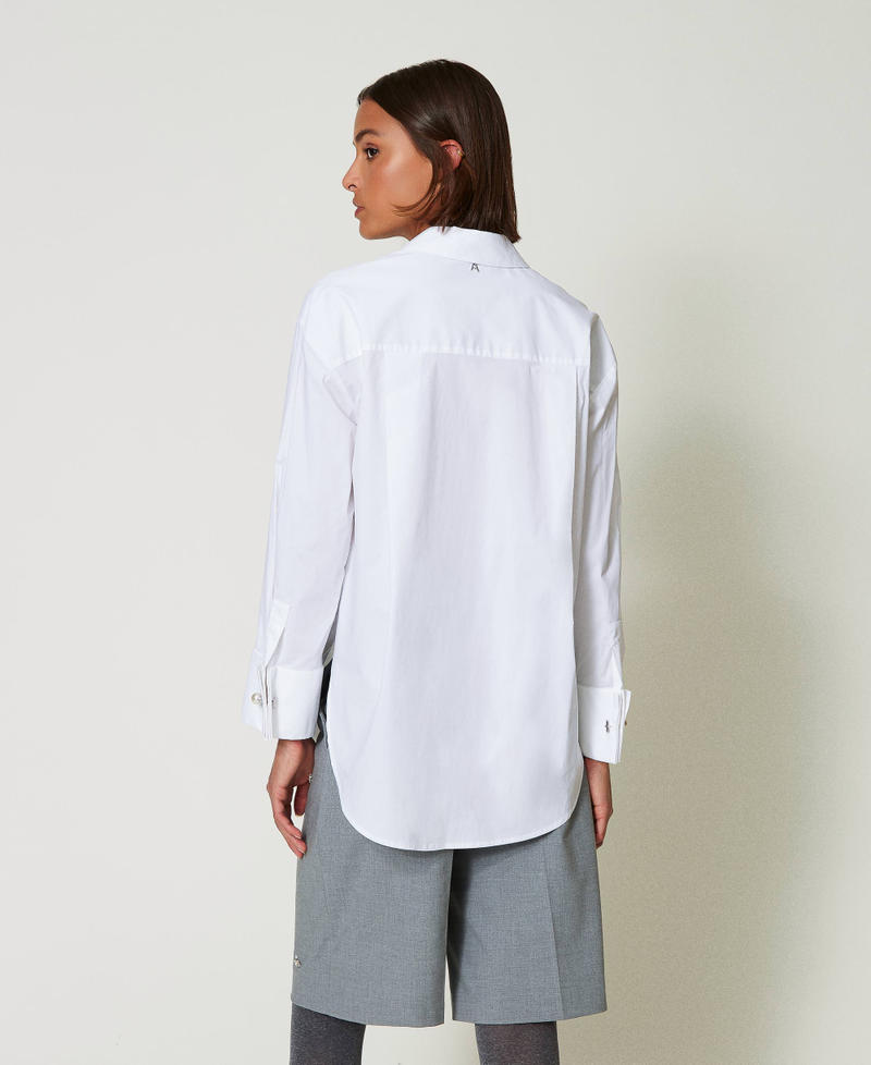 Scee by twin set Camicia over in popeline con ricami Acquista Ora