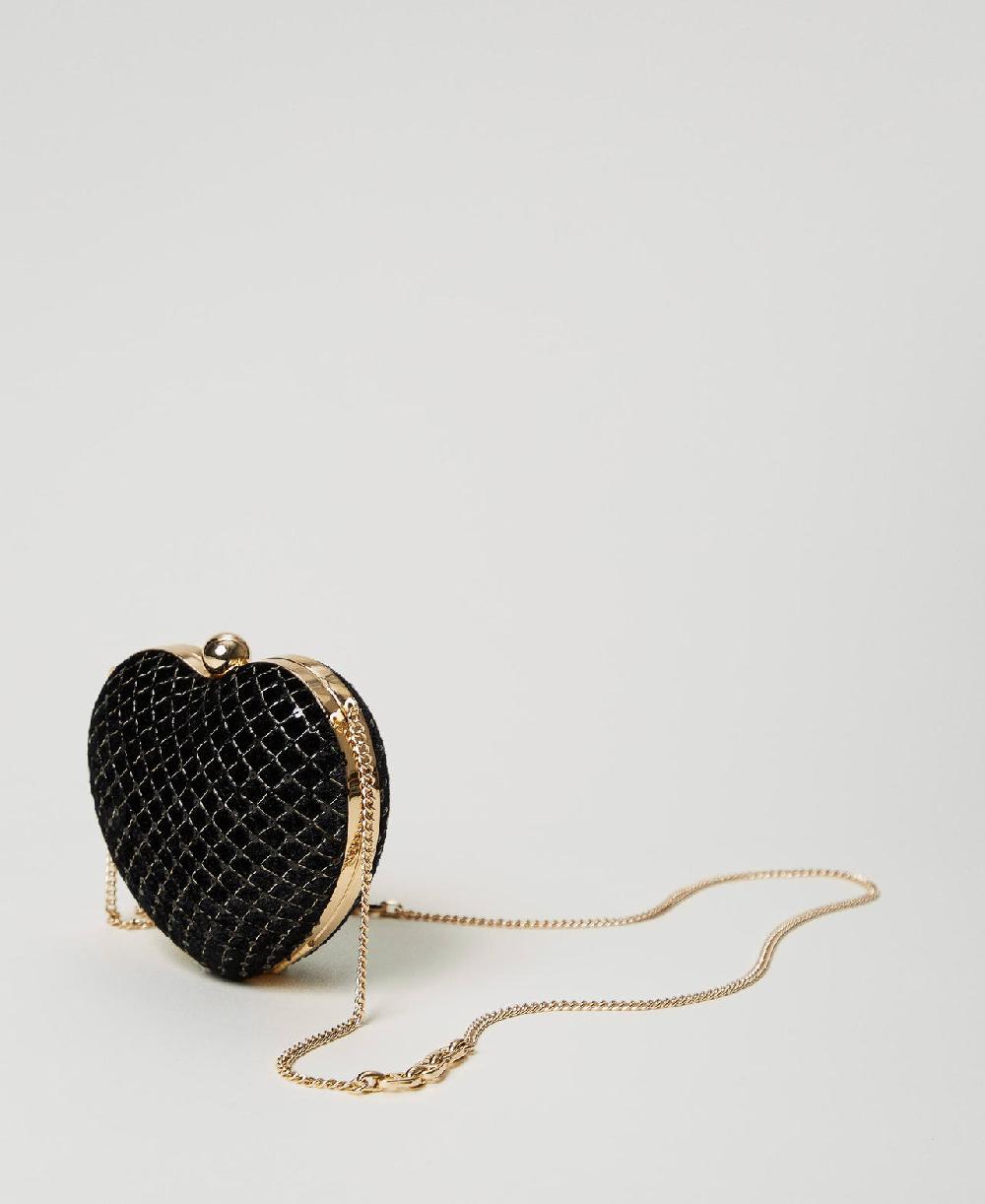 Scee by twin set Clutch 'Coup de coeur' in velluto ricamato Prezzo Ridotto