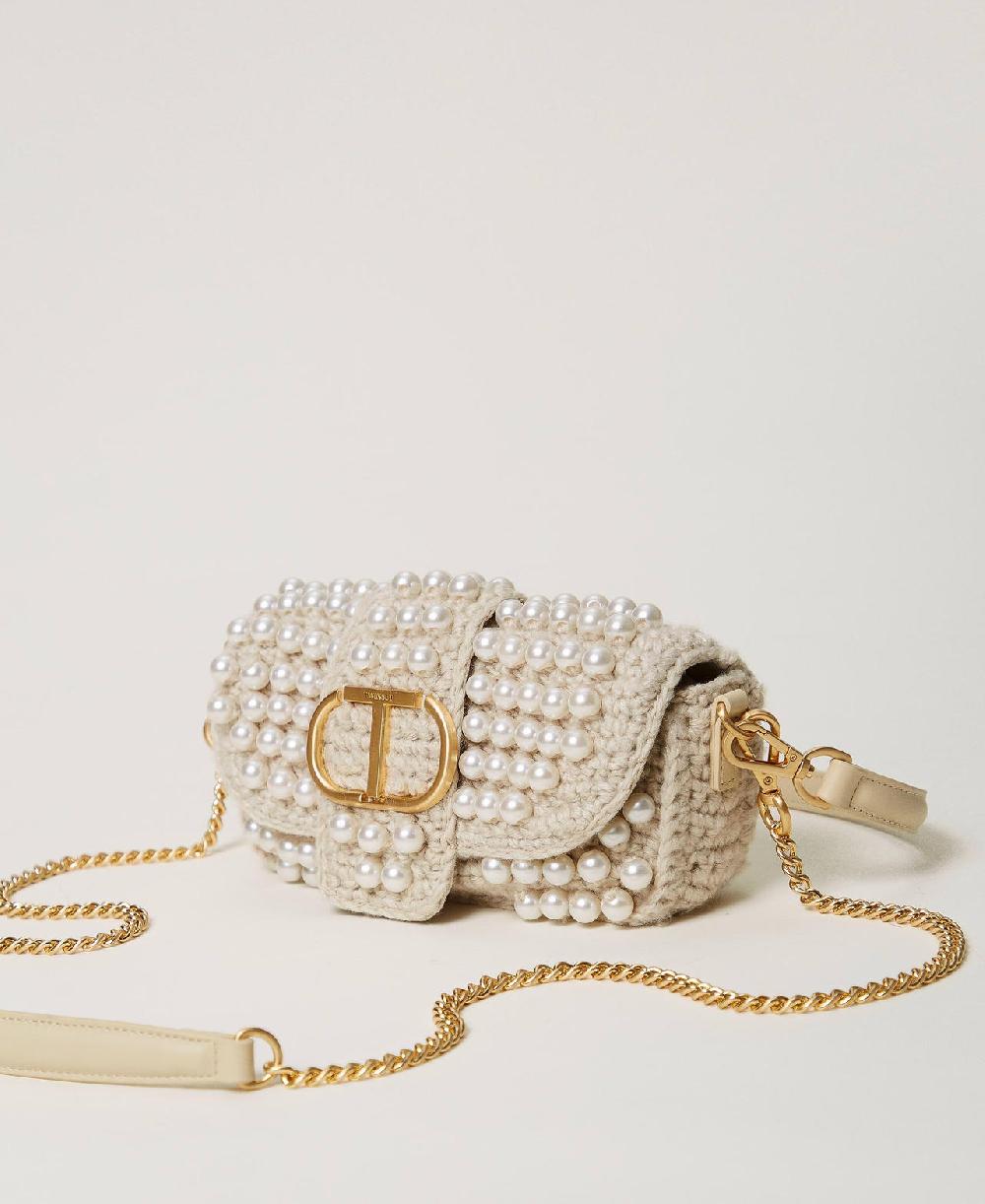 Scee by twin set Borsa a tracolla 'Amie' piccola crochet con perle In Vendita