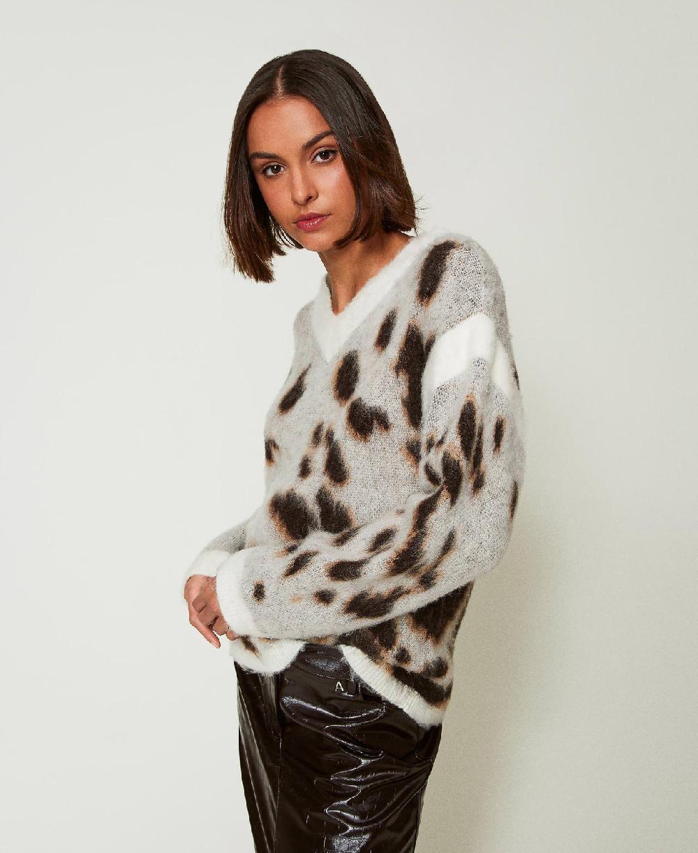 Scee by twin set Maglia jacquard animalier in misto lana Consegna Veloce