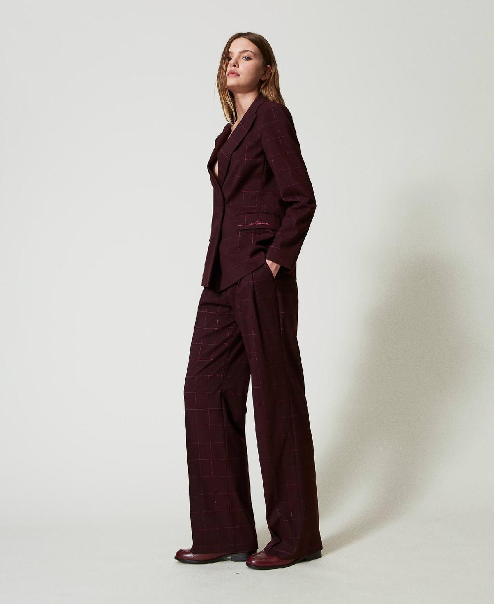Scee by twin set Pantaloni a palazzo check con lurex Novità