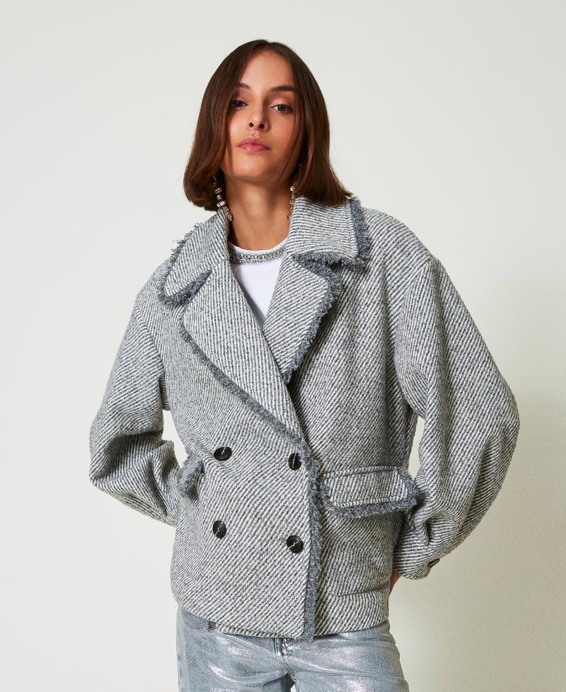 Scee by twin set Caban doppiopetto in panno bicolor Online