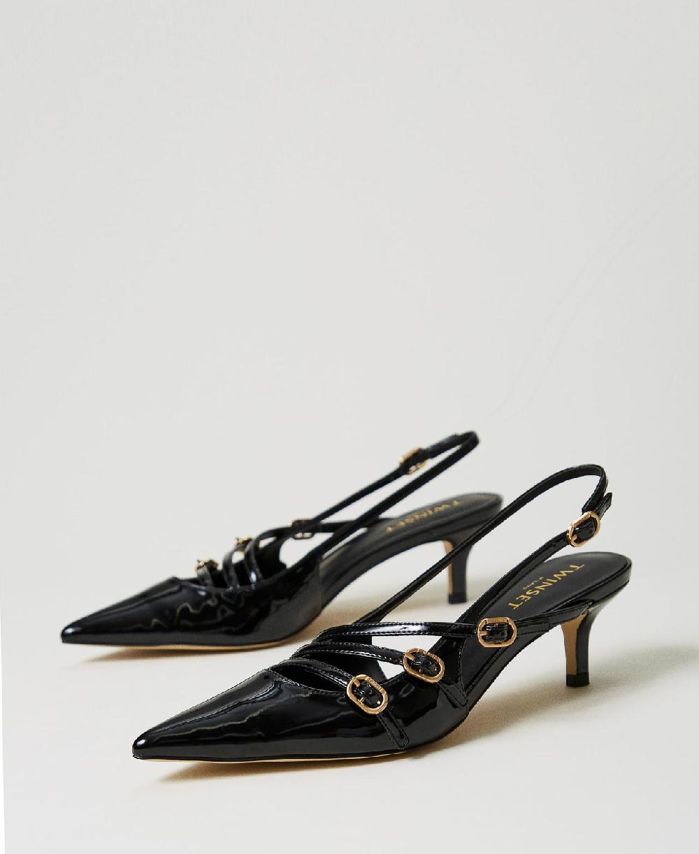 Scee by twin set Décolleté sling back in vernice con cinturini Offerte