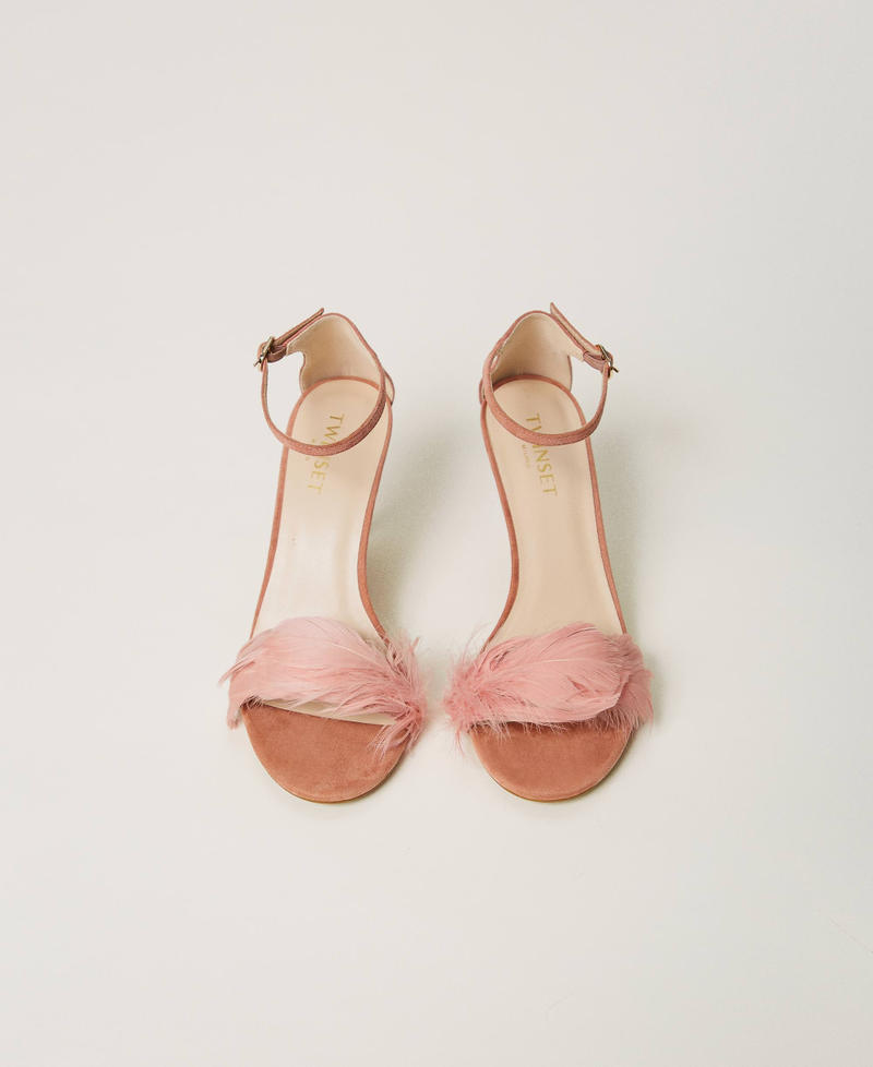 Scee by twin set Sandali in pelle con piume Moda