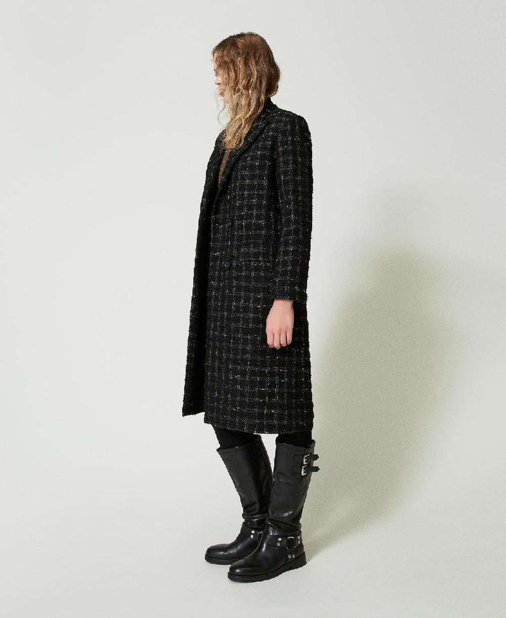 Scee by twin set Cappotto bouclé a disegno check Soddisfazione Garantita