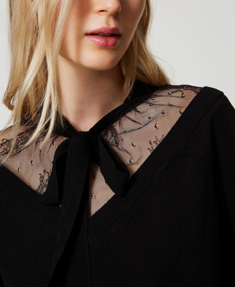 Scee by twin set Maglia con pizzo e fiocco Negozi Online