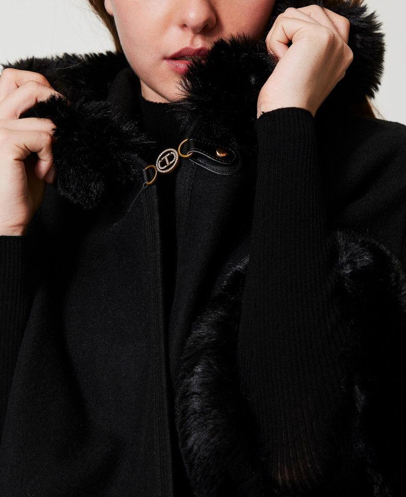 Scee by twin set Poncho in panno e faux fur Affare Del Giorno
