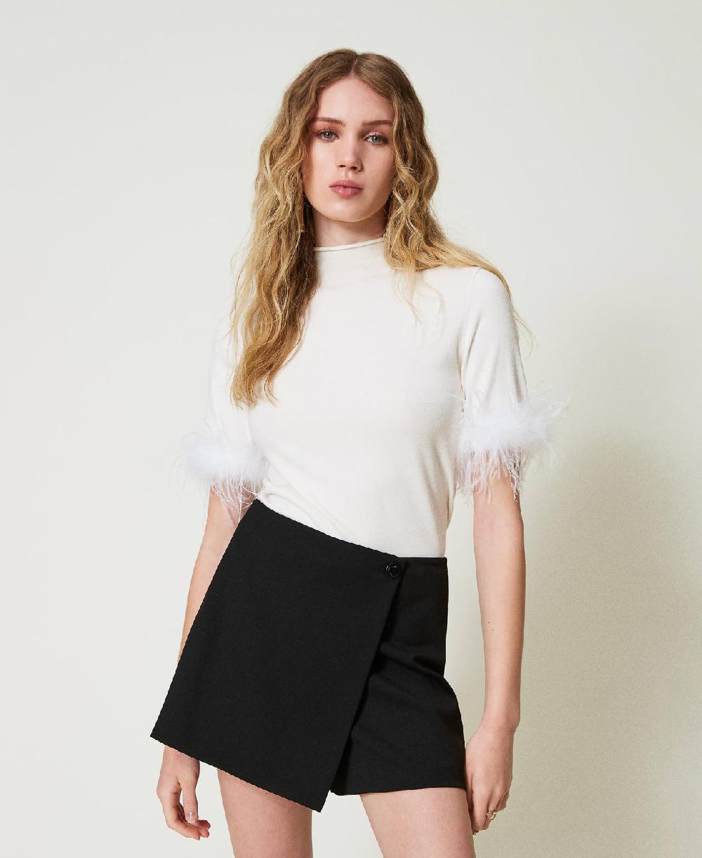 Scee by twin set Maglia lupetto con piume Novità