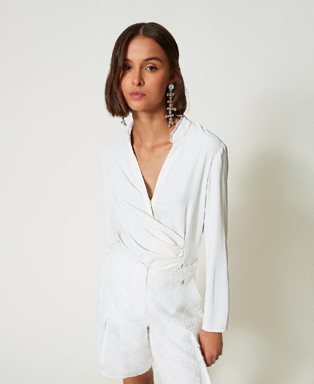 Scee by twin set Blusa in crêpe de Chine riciclato Presa