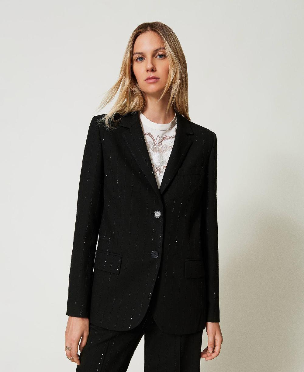 Scee by twin set Giacca blazer in panno con paillettes Ultimo giorno