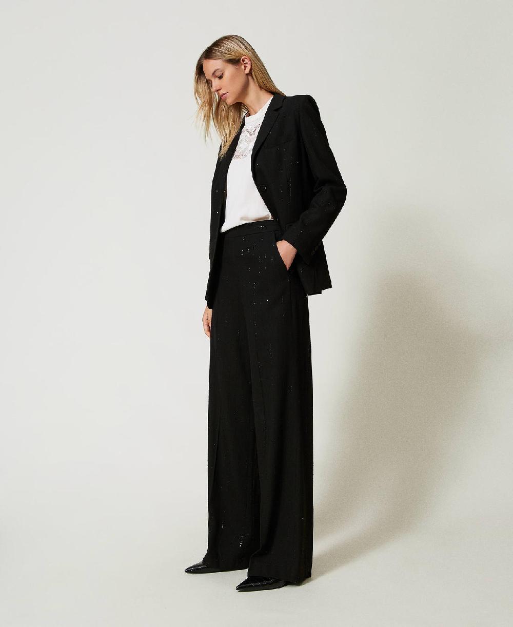 Scee by twin set Pantaloni in panno con paillettes Offerta