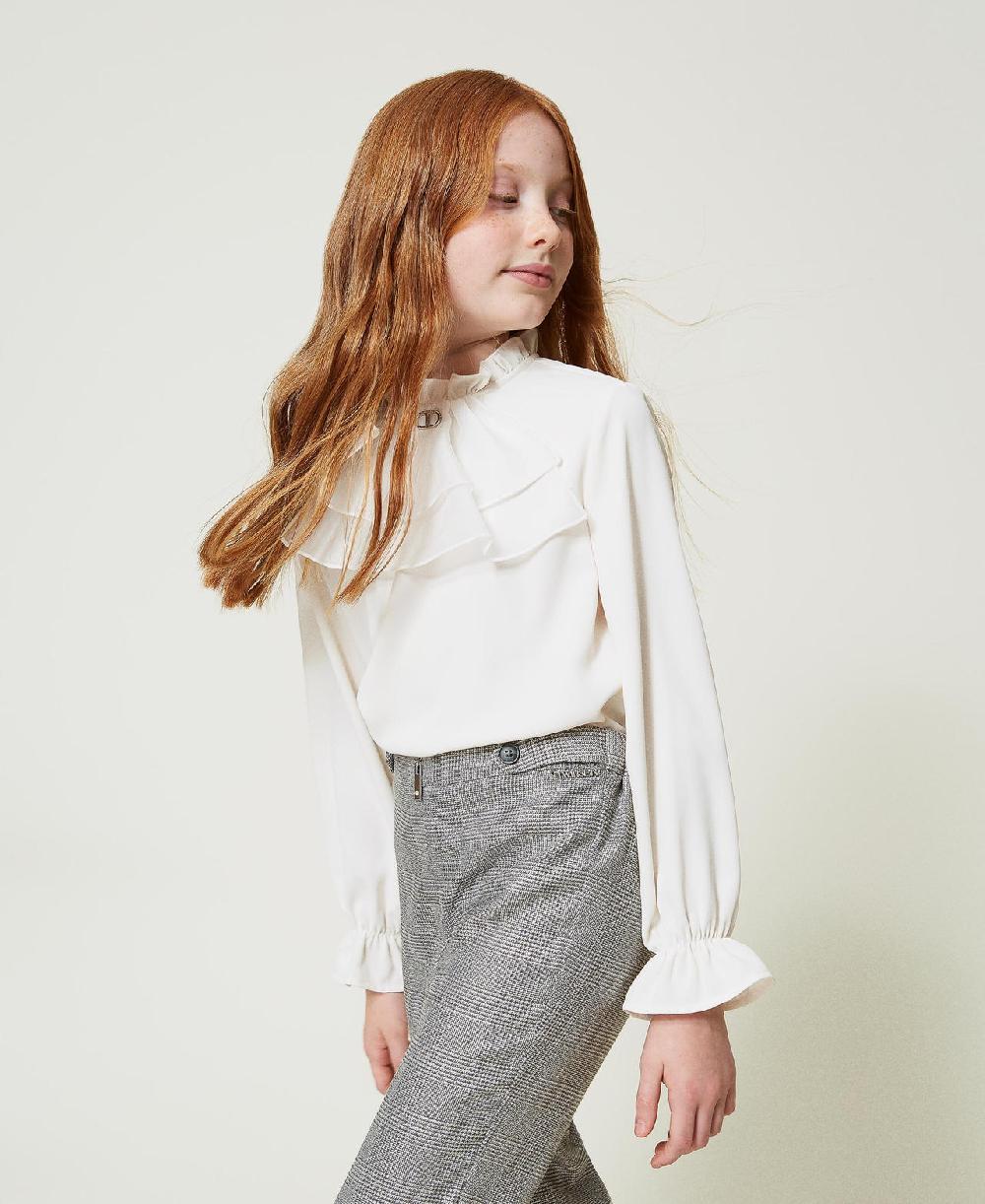 Scee by twin set Blusa in crêpe de Chine con jabot Hotsell