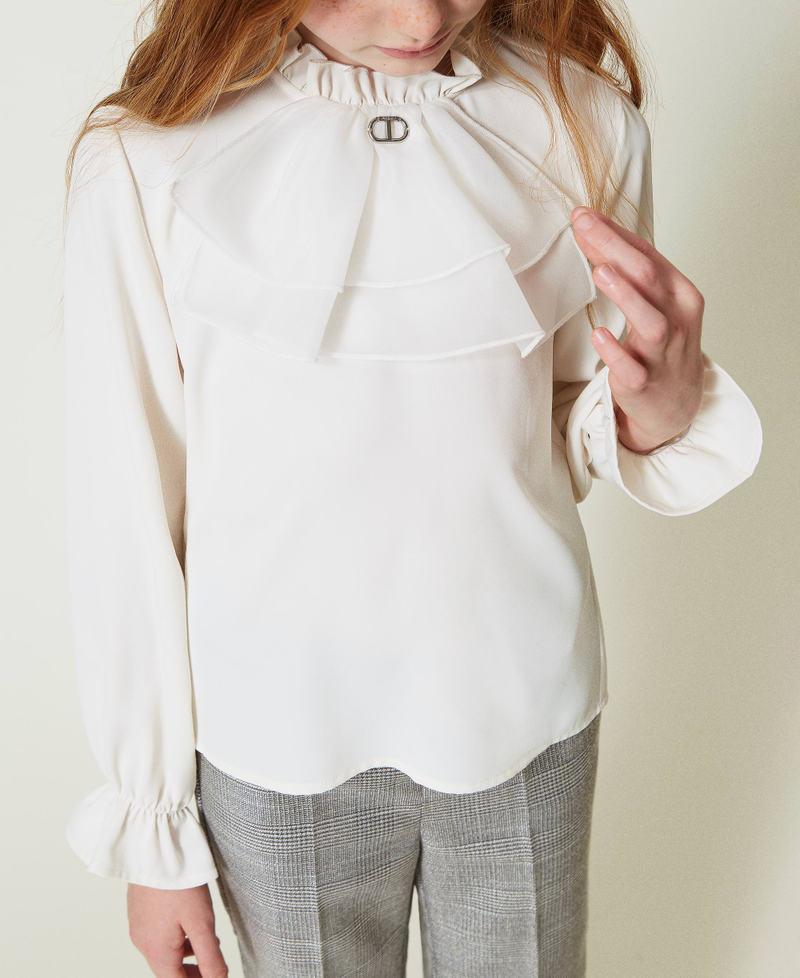 Scee by twin set Blusa in crêpe de Chine con jabot Hotsell