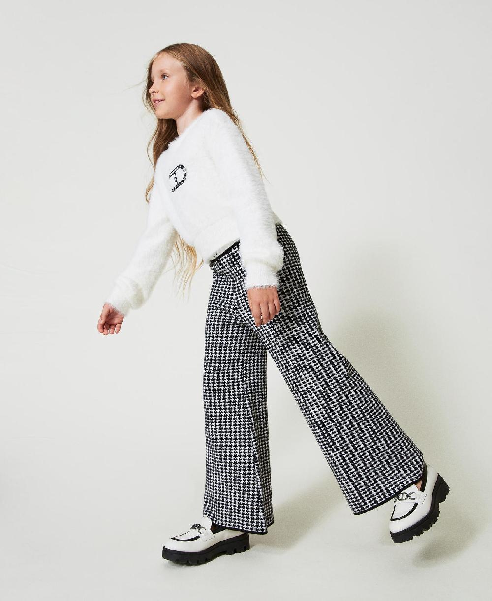 Scee by twin set Pantaloni in maglia jacquard pied de poule Vendita Calda