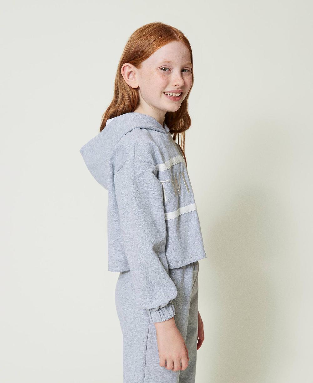 Scee by twin set Felpa cropped con logo ricamato Saldi Di Fabbrica