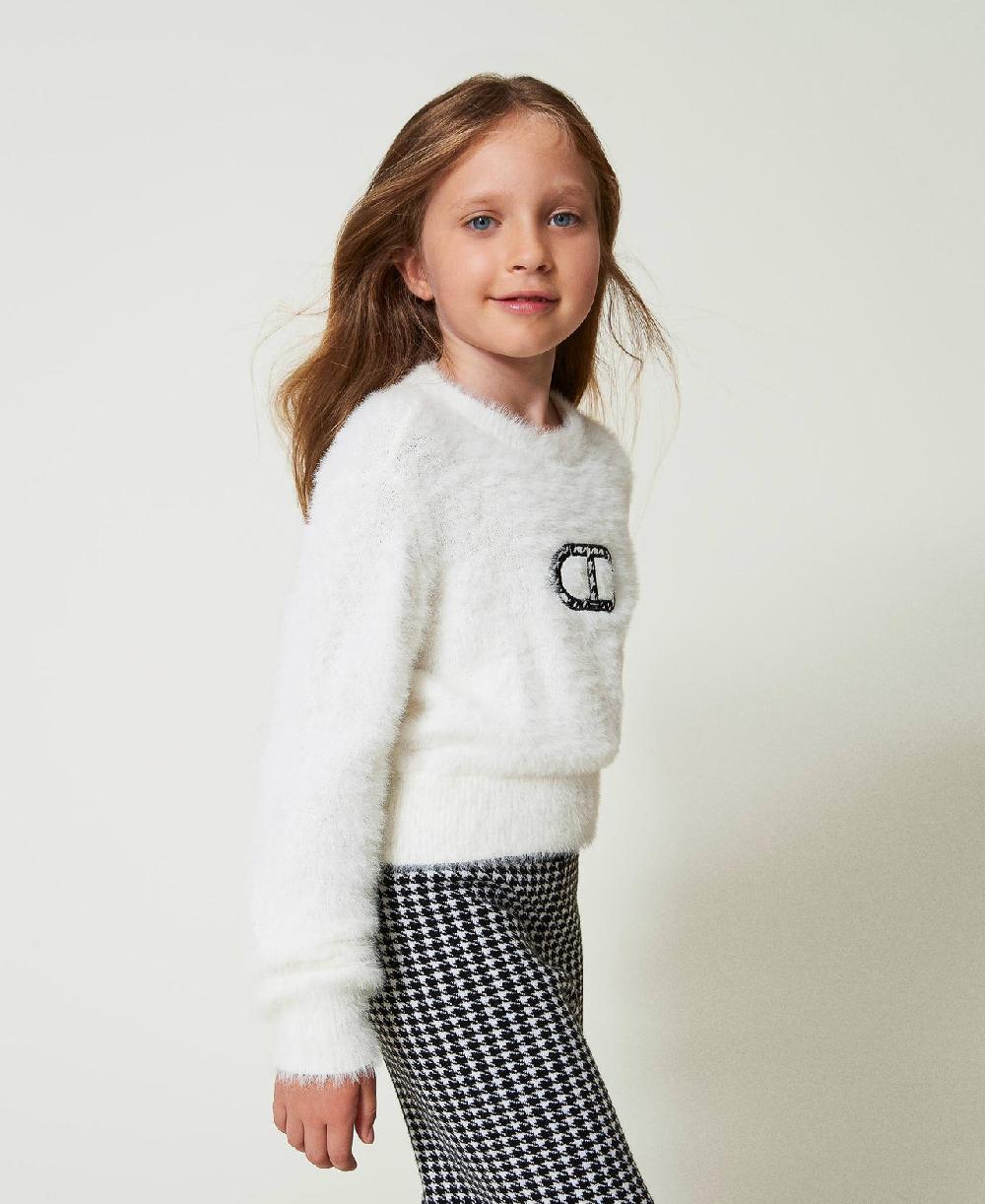 Scee by twin set Maglia effetto pelliccia con logo Oval T I Più Venduti