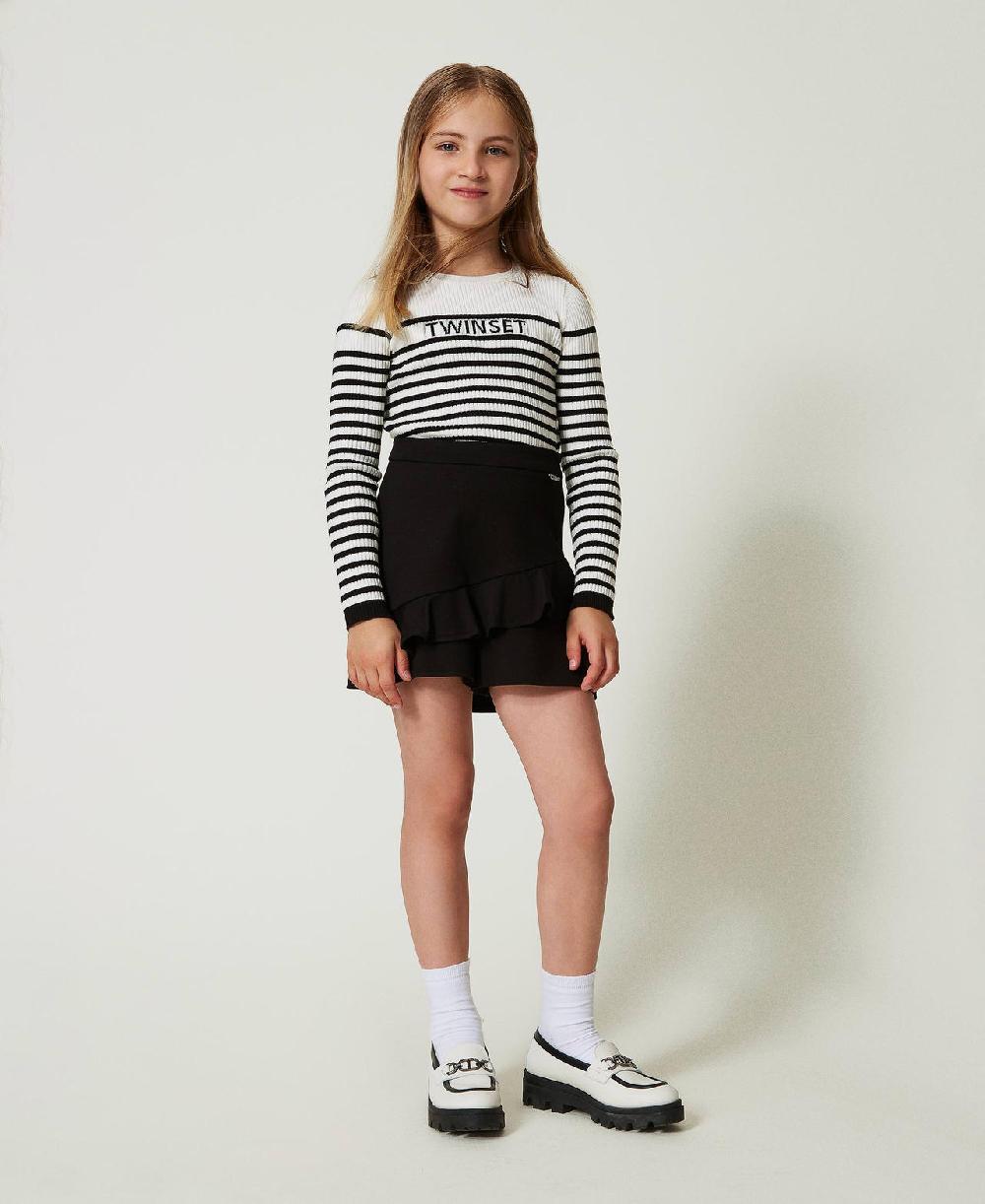 Scee by twin set Maglia girocollo a righe con logo jacquard Moda