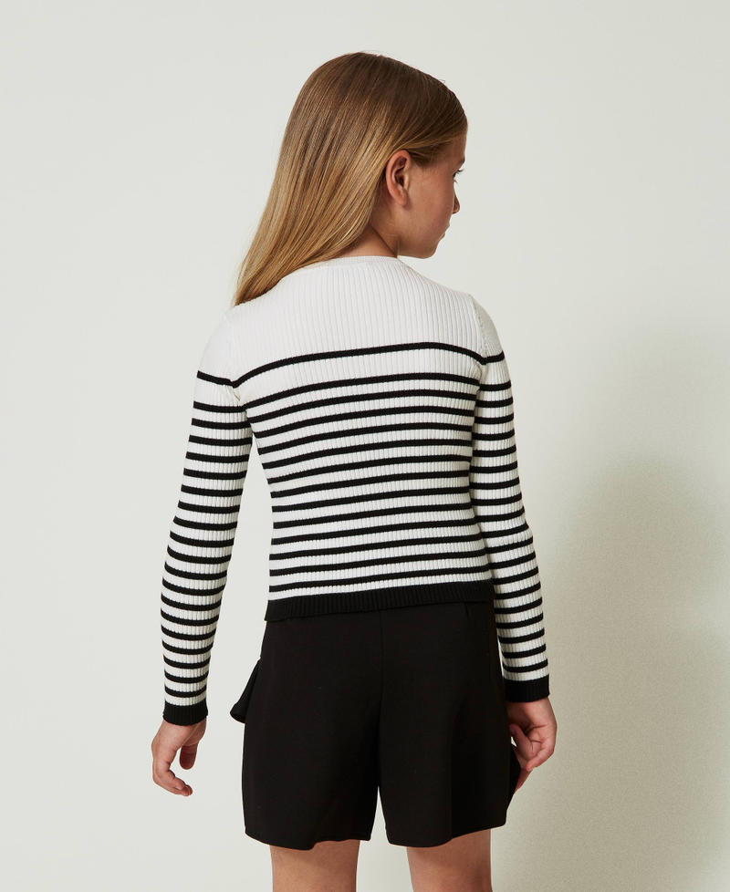 Scee by twin set Maglia girocollo a righe con logo jacquard Moda