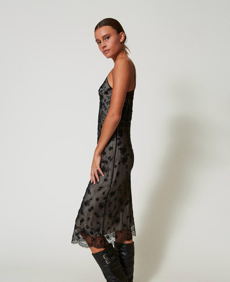 Scee by twin set Abito longuette in tulle con ricamo a mano Italia