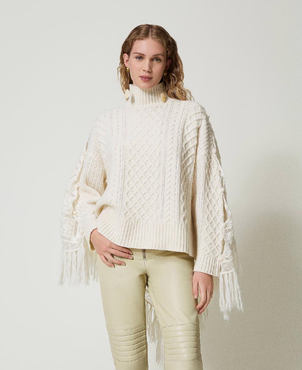 Scee by twin set Maxi maglia in misto lana con stola Qualità Garantita