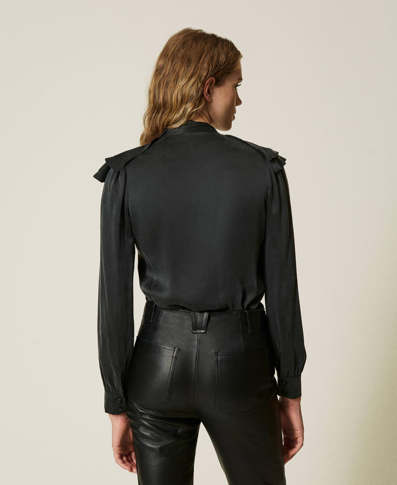Scee by twin set Camicia in raso di seta con volant Consegna Veloce