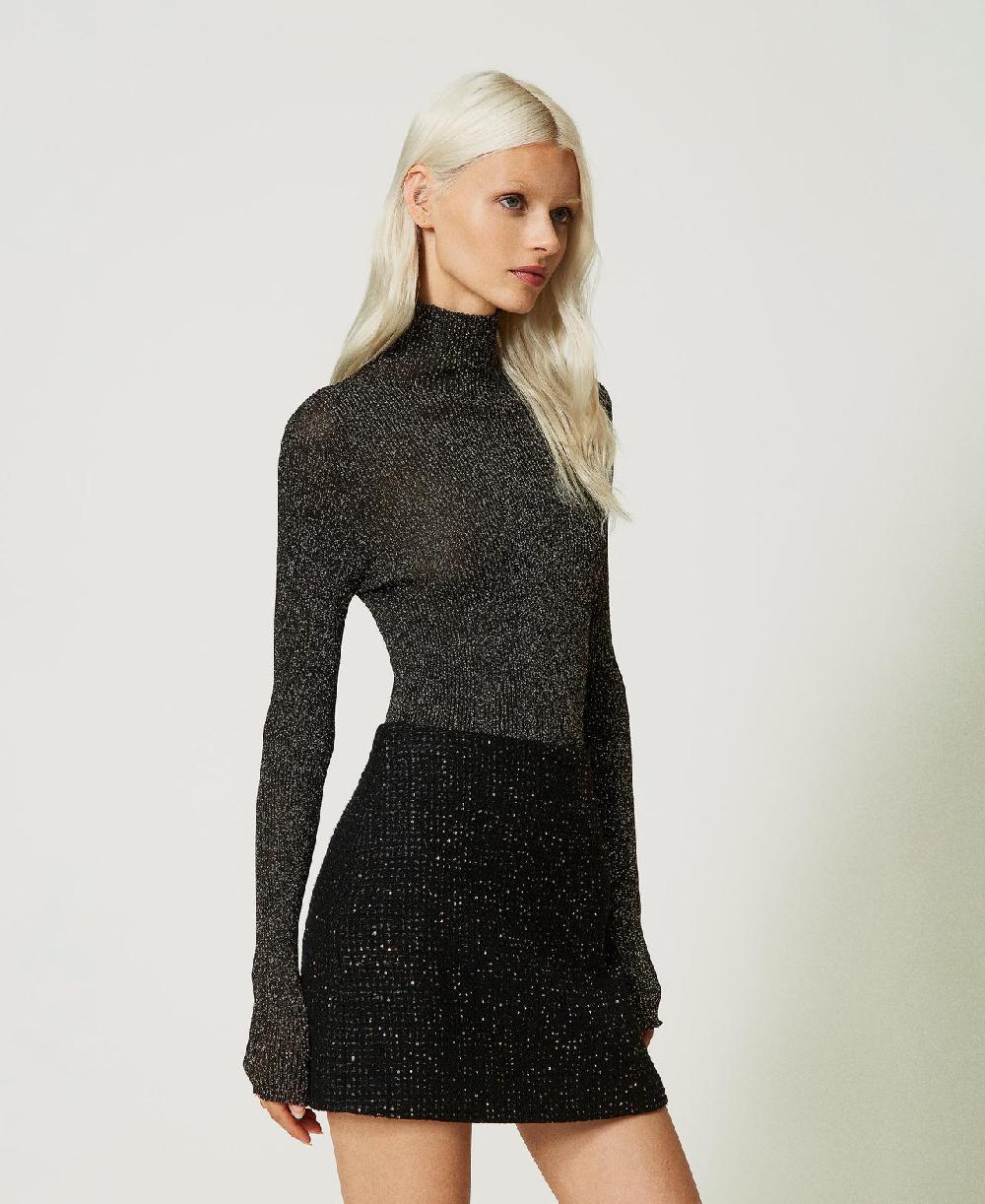 Scee by twin set Maglia lupetto in lurex a coste Fino Al -60%