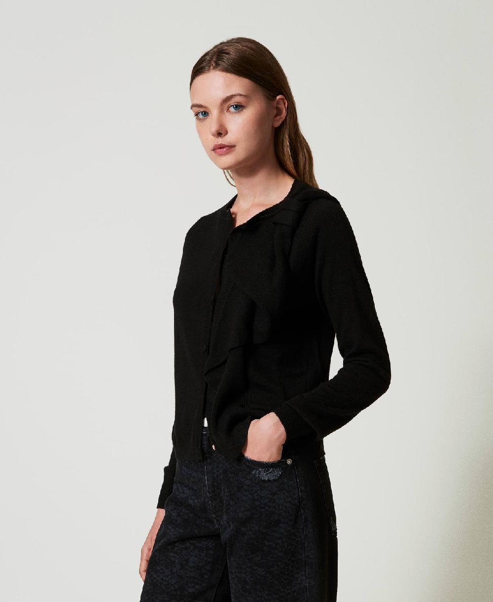 Scee by twin set Cardigan in misto lana con maxi fiocco Sconto