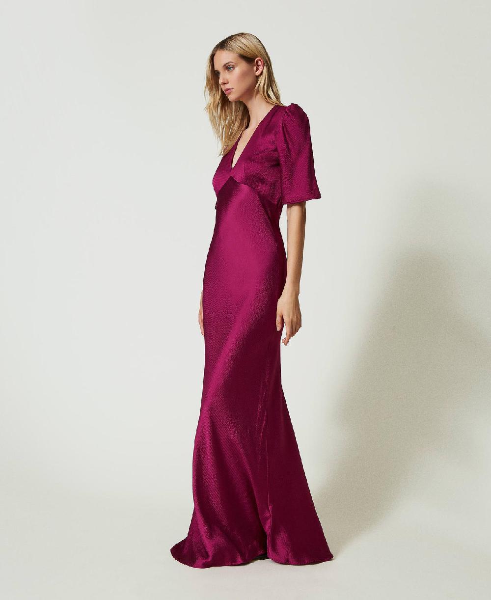 Scee by twin set Abito lungo in raso martellato Online