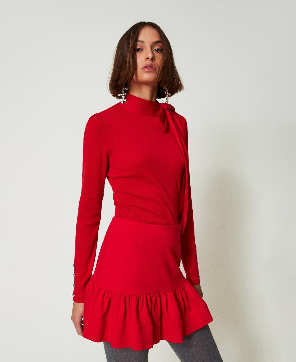 Scee by twin set Maglia lupetto con fiocco e ricamo Vendita Calda