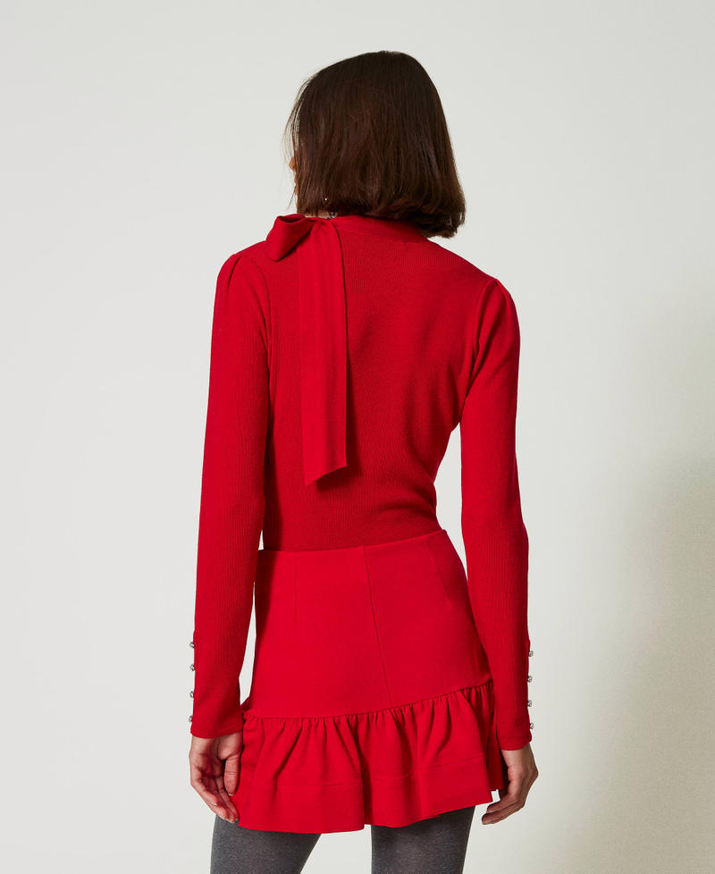 Scee by twin set Maglia lupetto con fiocco e ricamo Vendita Calda