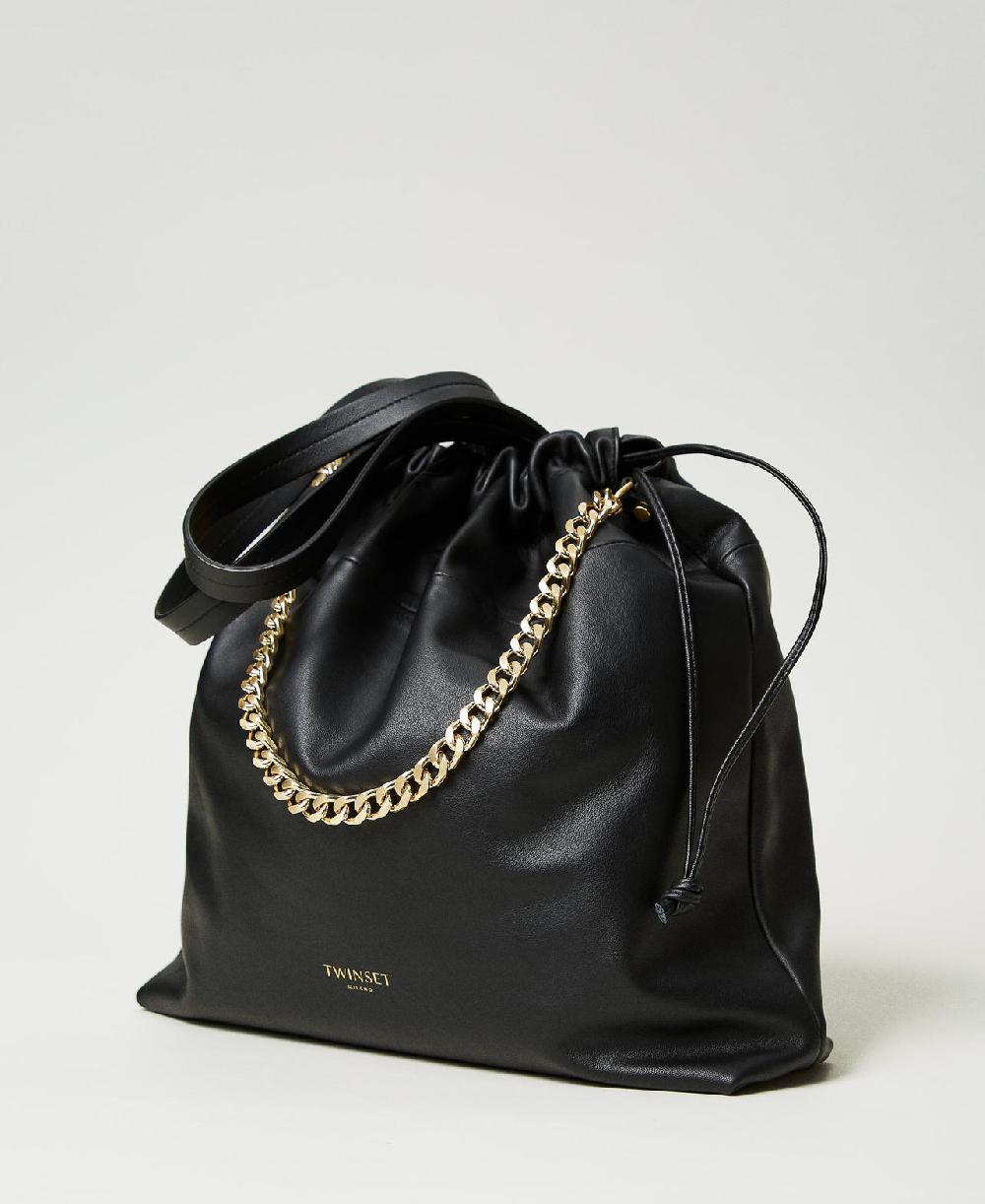 Scee by twin set Borsa shopper grande in pelle con coulisse 2025