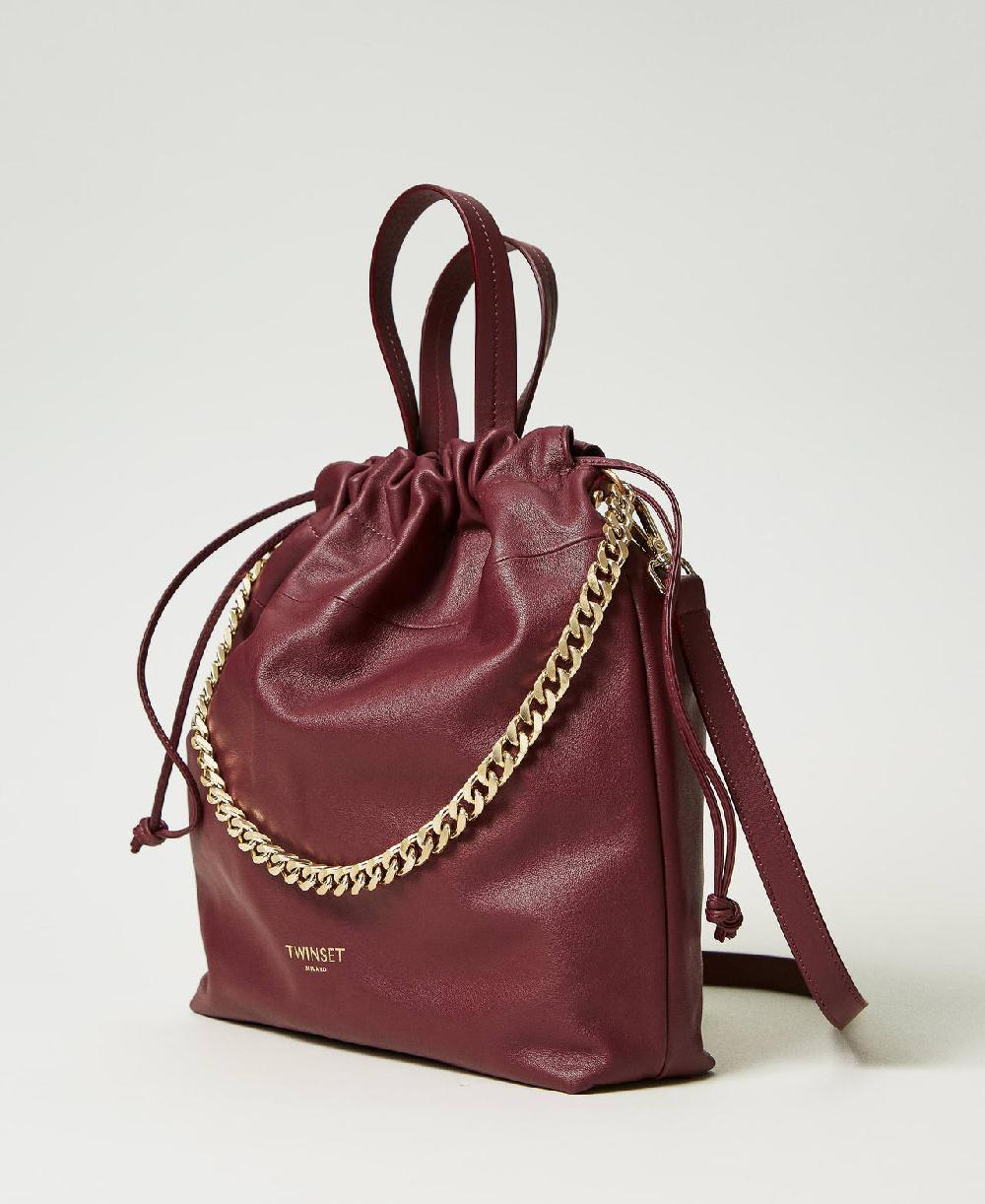Scee by twin set Borsa shopper media in pelle con coulisse Qualità Garantita