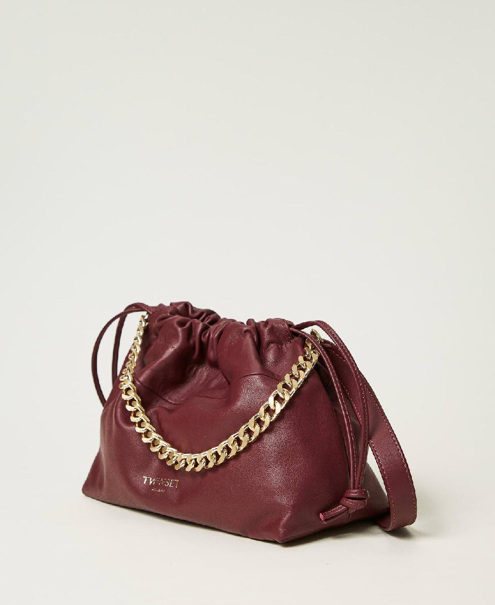 Scee by twin set Borsa a tracolla in pelle con coulisse Affare Del Giorno