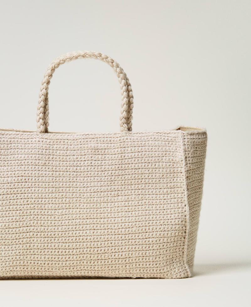 Scee by twin set Borsa shopper 'Bohémienne' tricot con logo Vendite Flash