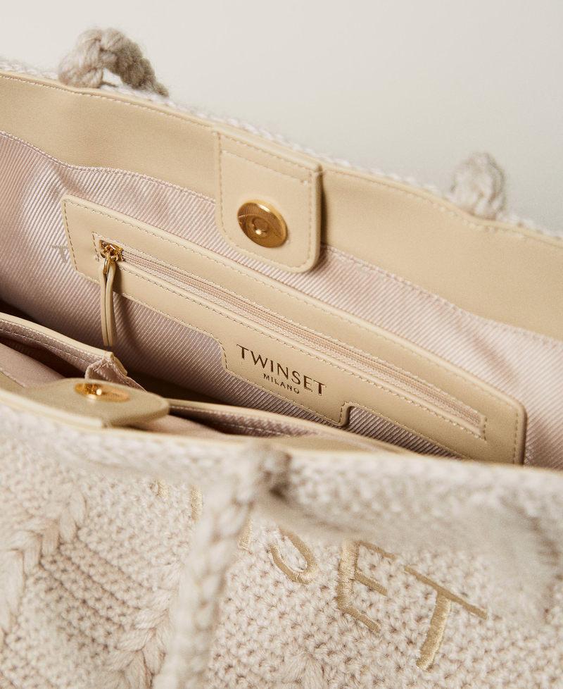 Scee by twin set Borsa shopper 'Bohémienne' tricot con logo Vendite Flash