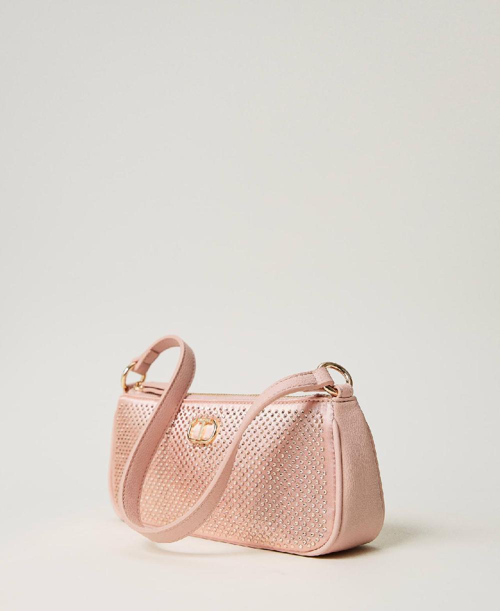 Scee by twin set Mini borsa in raso con strass e Oval T Spedizione Gratuita