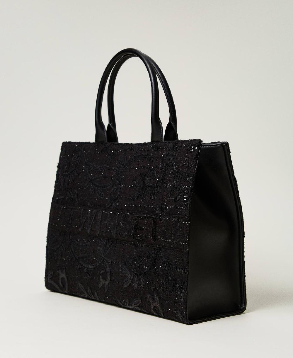 Scee by twin set Borsa shopper 'Victoria' con ricamo e logo Fino al 65% di sconto