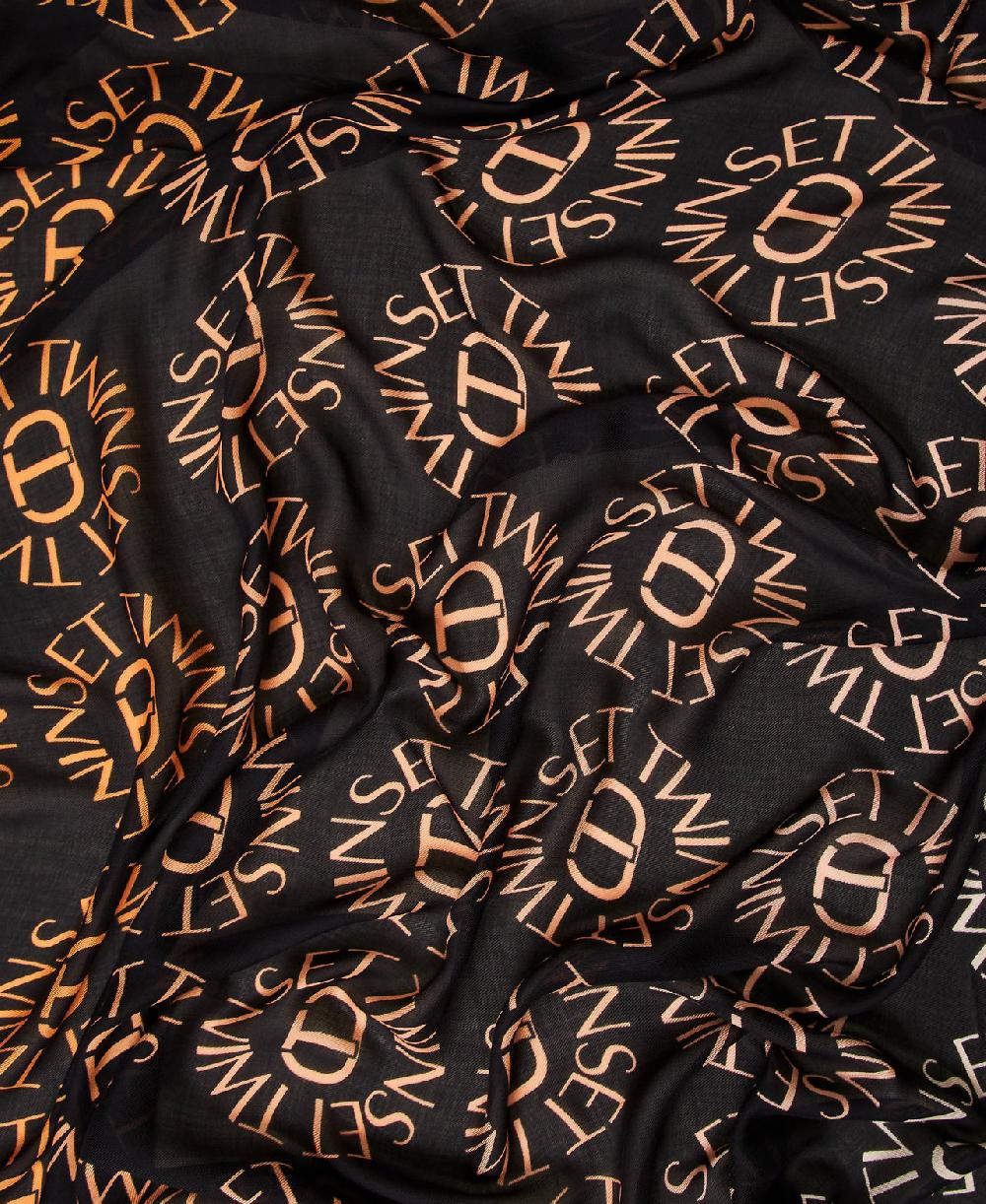 Scee by twin set Kefiah con stampa Oval T e logo Italia