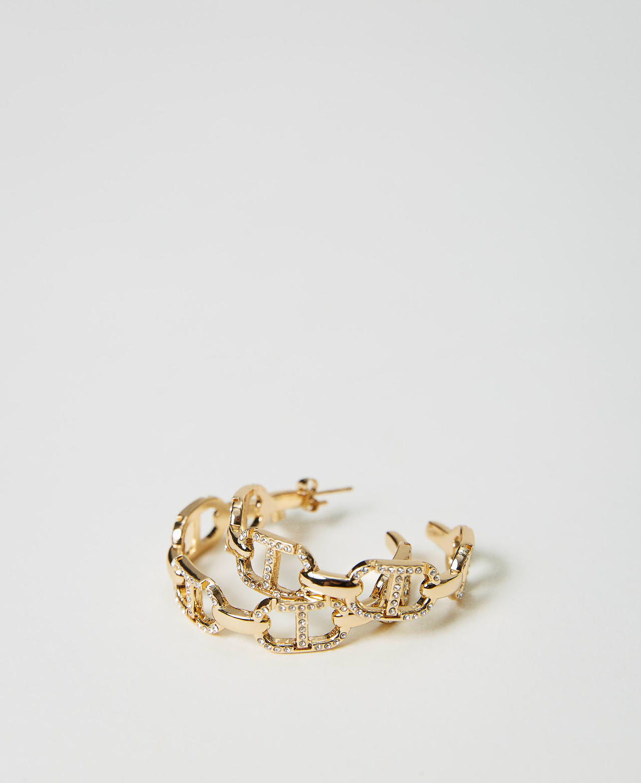 Scee by twin set Orecchini con catena Oval T e strass In Linea