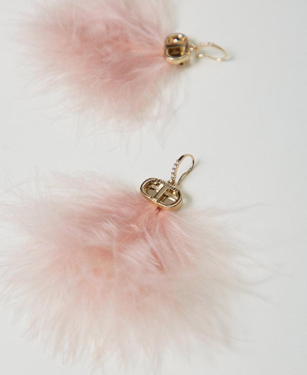 Scee by twin set Orecchini con piume e Oval T Vendita