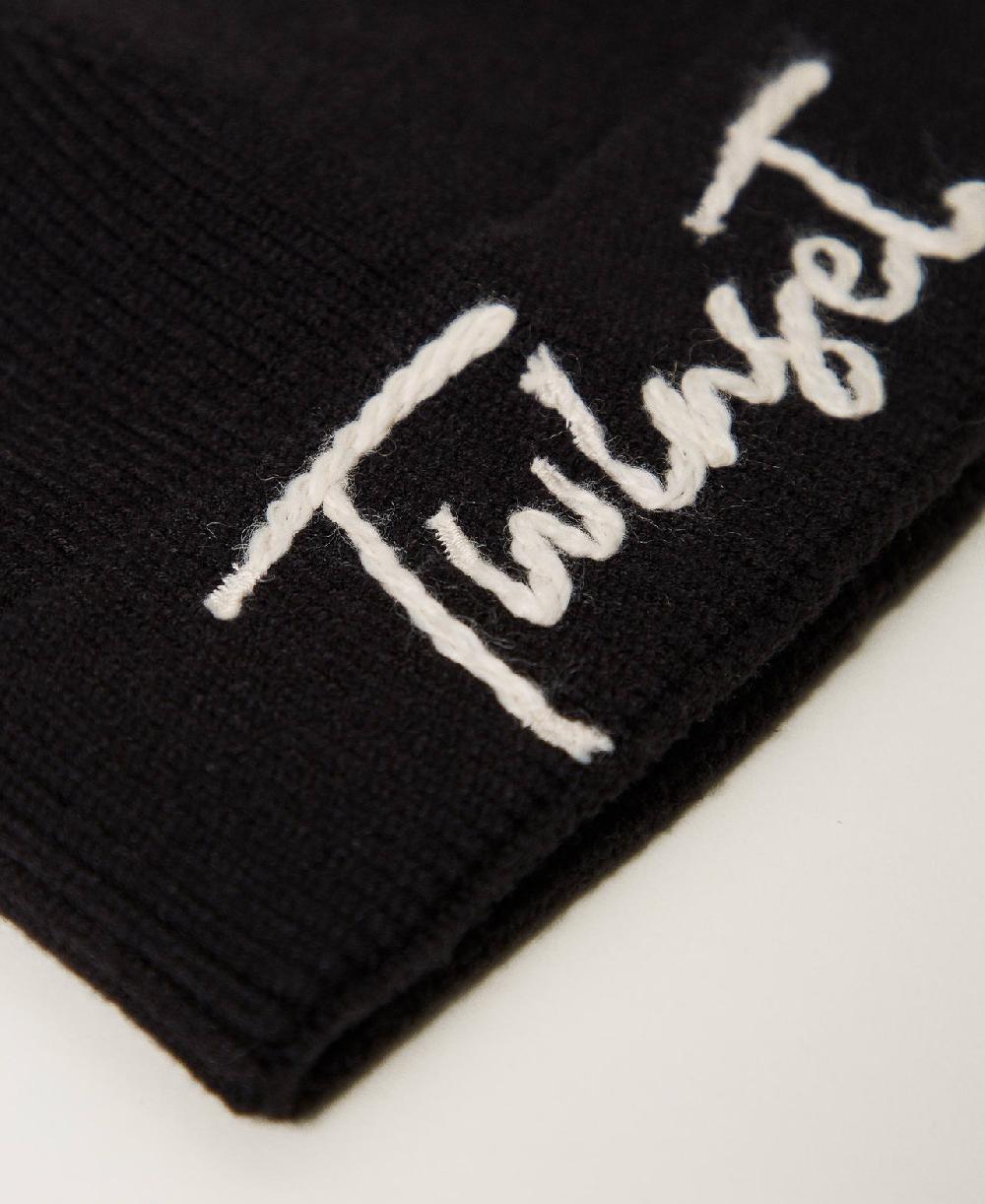 Scee by twin set Cuffia in maglia con ricamo logo Qualità Garantita