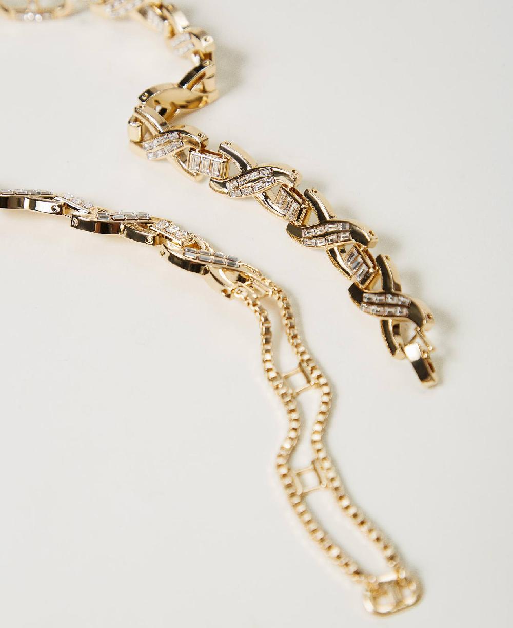 Scee by twin set Collana girocollo con strass e Oval T Promozione Limitata