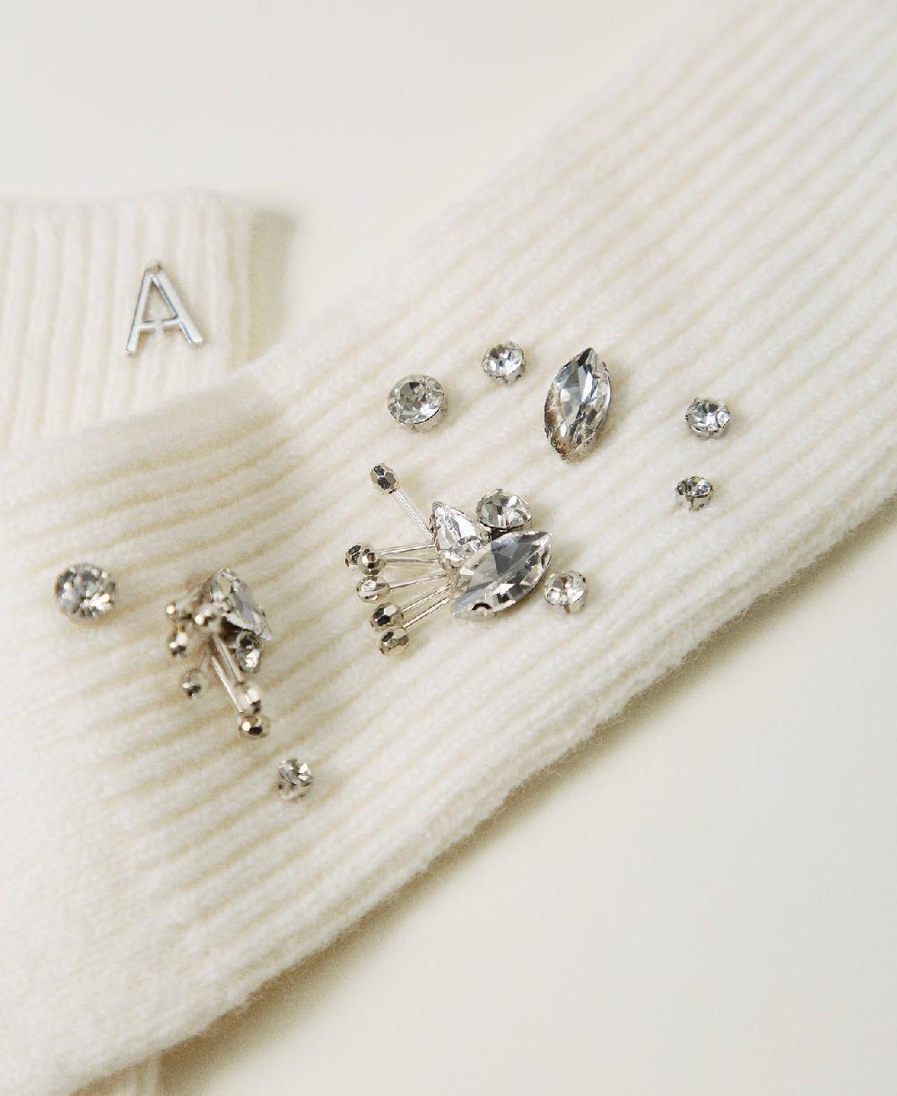 Scee by twin set Guanti in maglia con ricami Prezzo Ridotto