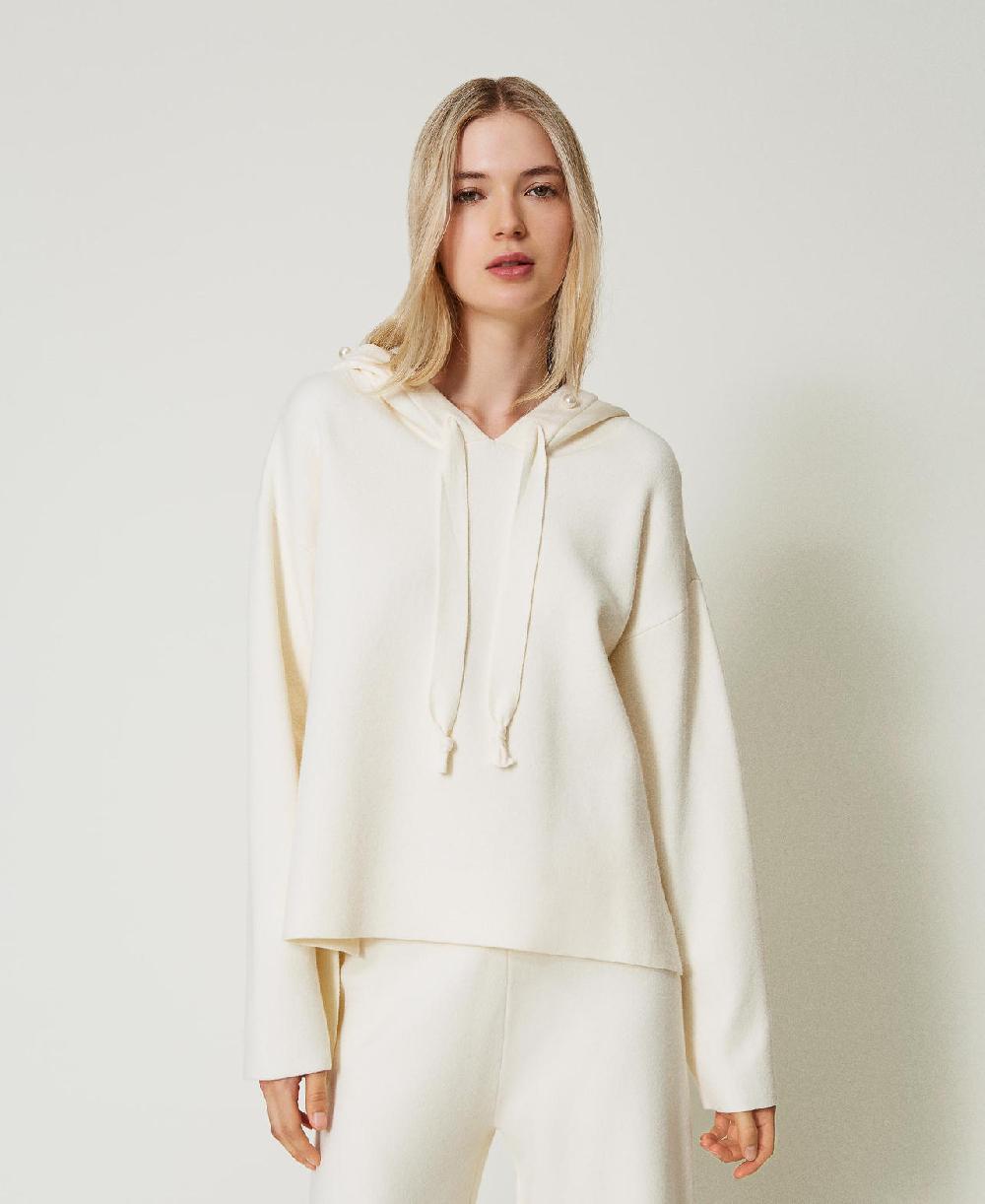 Scee by twin set Maglia con cappuccio e perle Economico