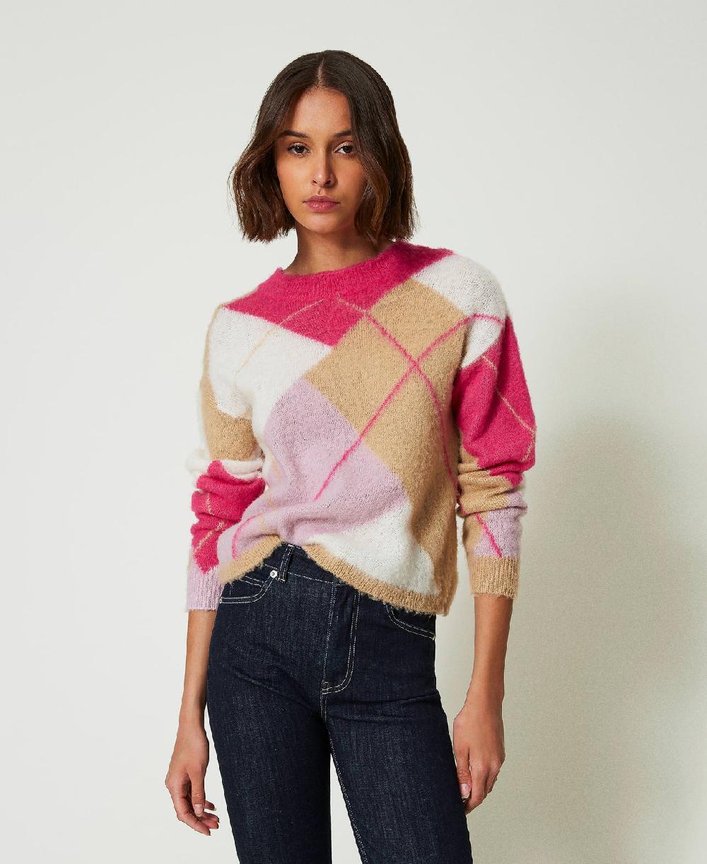 Scee by twin set Maglia jacquard argyle in misto lana Saldi
